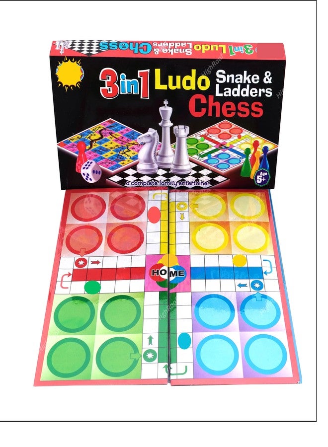 HighRoof 3 in 1 Jungle Ludo & Snakes Ladders and Classic Chess Board Game Combo Set - Multicolor - Image 2